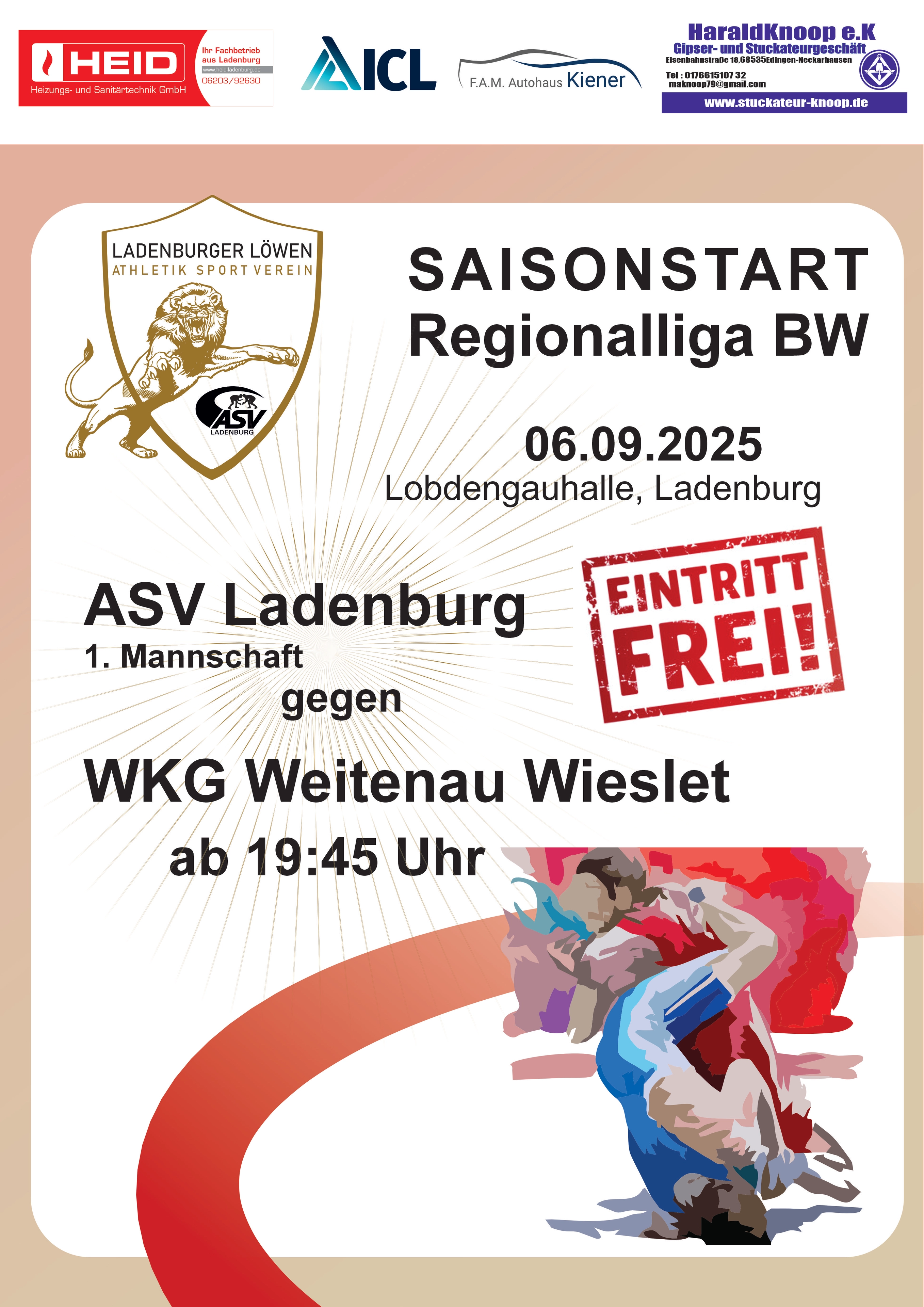 Die 1. Mannschaft des ASV Ladenburg startet in die neue Saison und läd alle interessierten ein den 1. Kampf in der Regionalliga live mitzuerleben