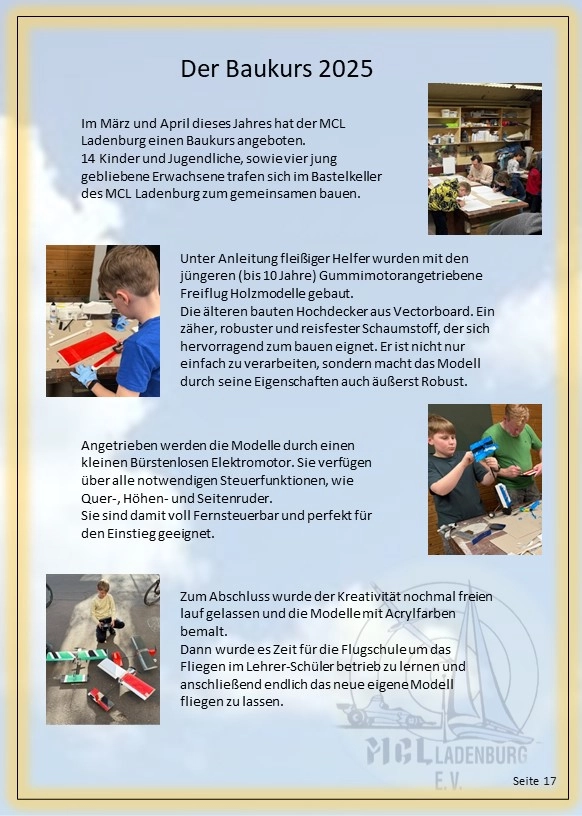 Der Baukurs wir auch in 2026 wieder stattfinden.