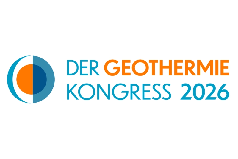 Logo des Geothermie-Kongresses 2026, das einen stilisierten Kreis in Blau und Orange zeigt. Der Text "DER GEOTHERMIE KONGRESS 2026" ist in blauer und orangefarbener Schrift dargestellt.
