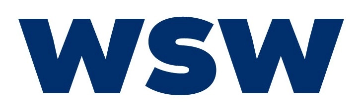 Blaues Logo mit den Buchstaben W S W auf weißem Hintergrund.